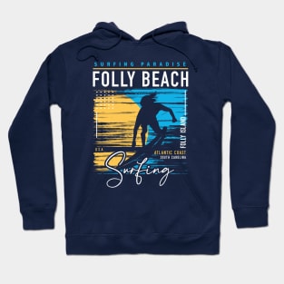 Retro Folly Beach Surfing Graphic // Surfers Paradise // Vintage Surfer Hoodie